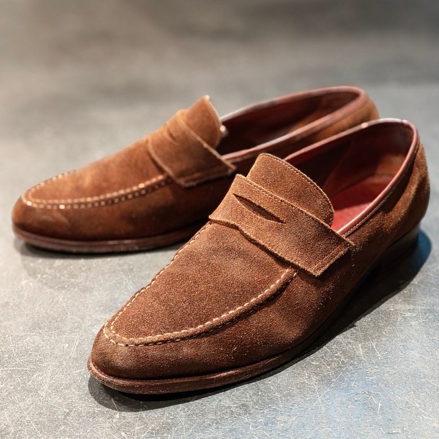 【CROCKETT&JONES】クロケットジョーンズ×BEAMSF アンラインドローファー スエード ブラウン サイズUK9