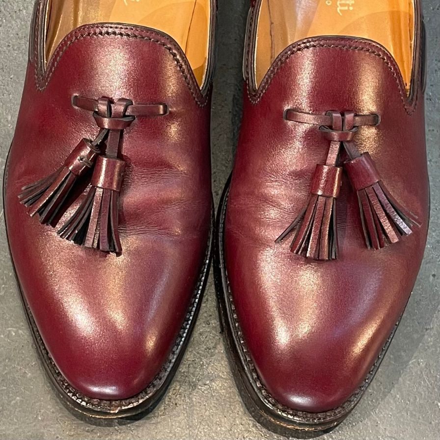 極美品【F.LLI GIACOMETTI】フラテッリ ジャコメッティ タッセルローファー バーガンディ サイズ 40.5