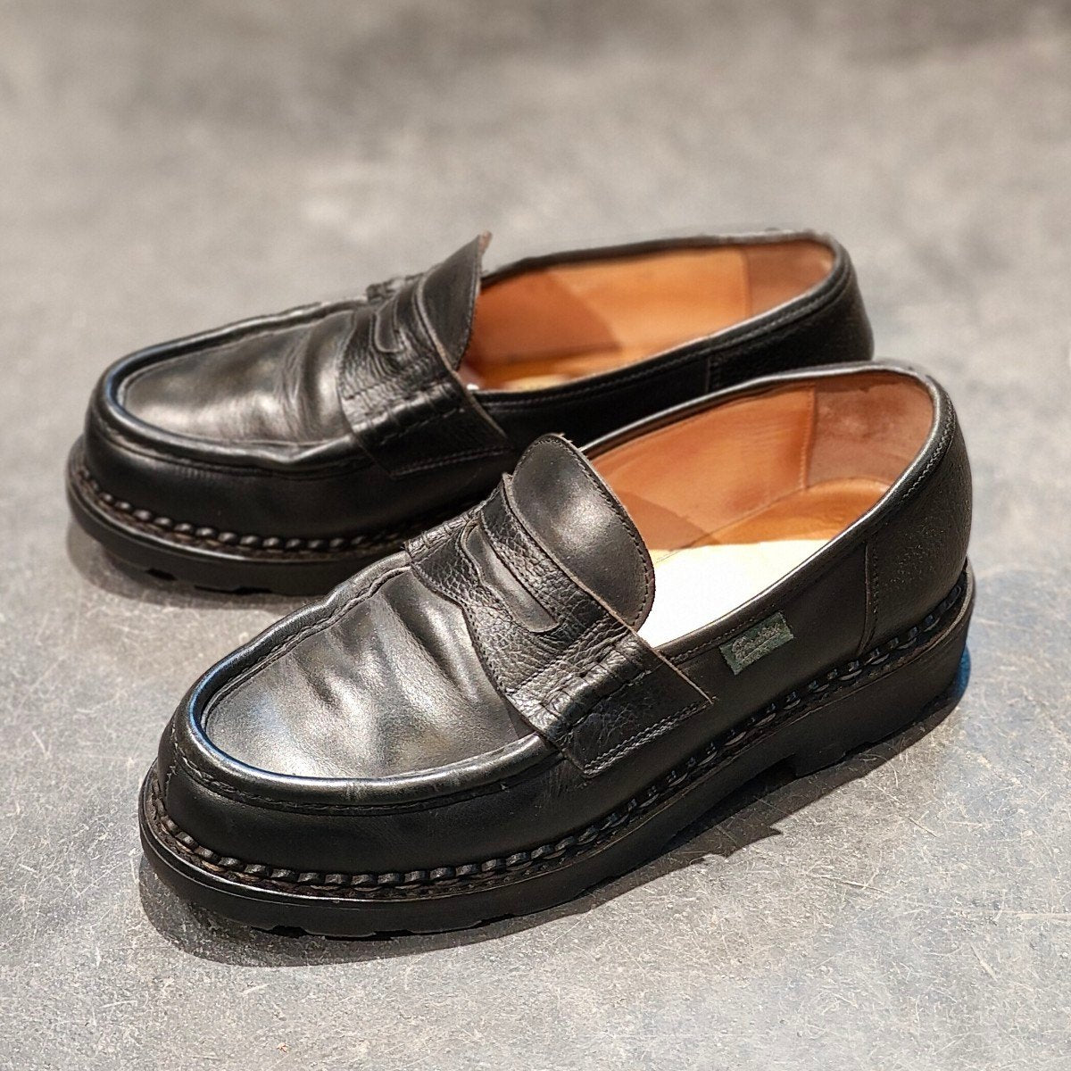【Paraboot】パラブーツ SHIPS別注 ランス コインローファー カーフグレインレザーコンビ ブラック サイズ UK6F