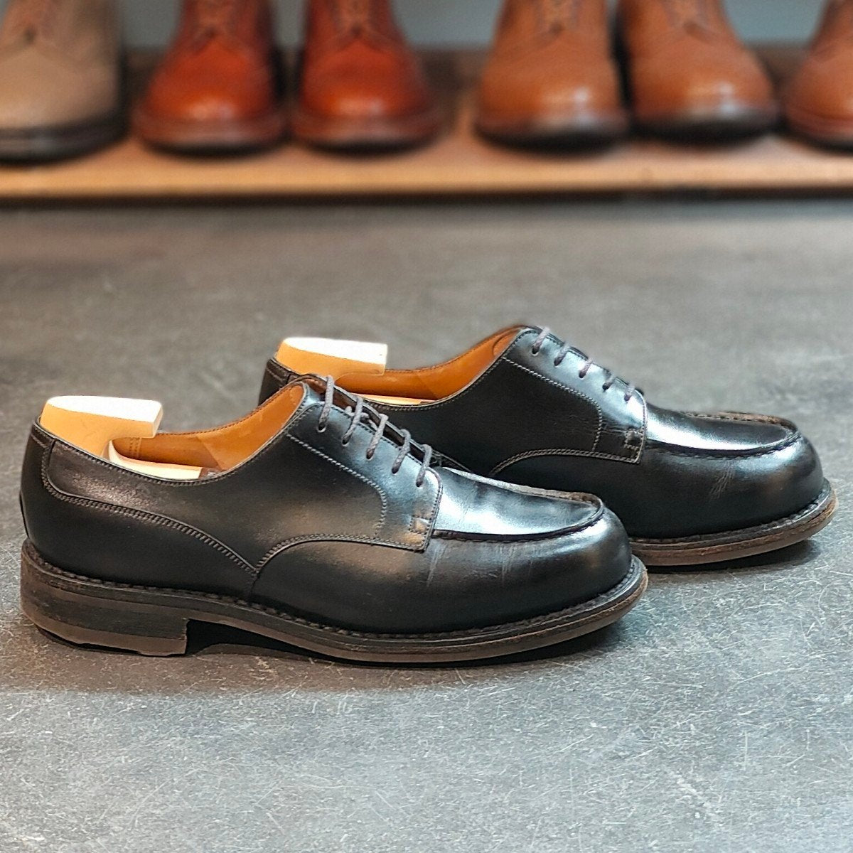【J.M.WESTON】ジェイエムウエストン 641 ゴルフ Uチップ ボックスカーフ ブラック サイズ 5.5D ラスト31 定価¥168,300