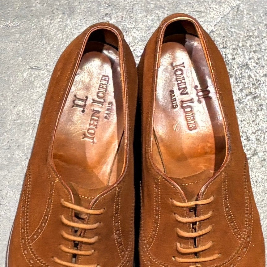 【JOHN LOBB】ジョンロブ スエードシューズ セイモア パンチドキャップトゥ スエード ブラウン サイズUK6.5E 236ラスト