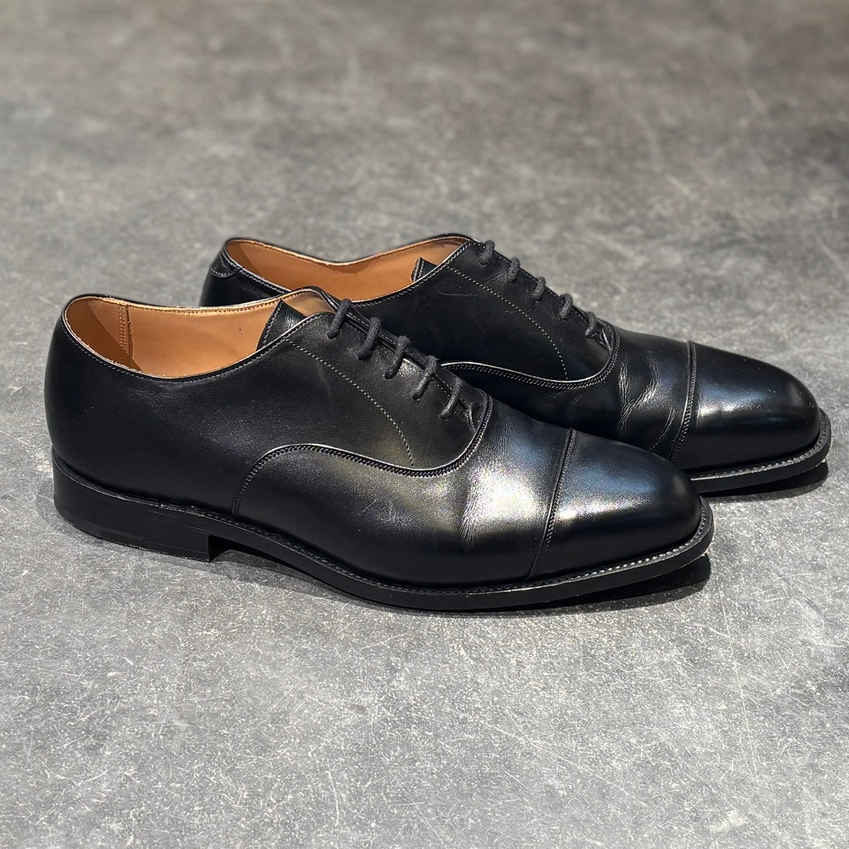 【Tricker's】トリッカーズ レザーシューズ リージェント ストレートチップ カーフ ブラック サイズUK8.5