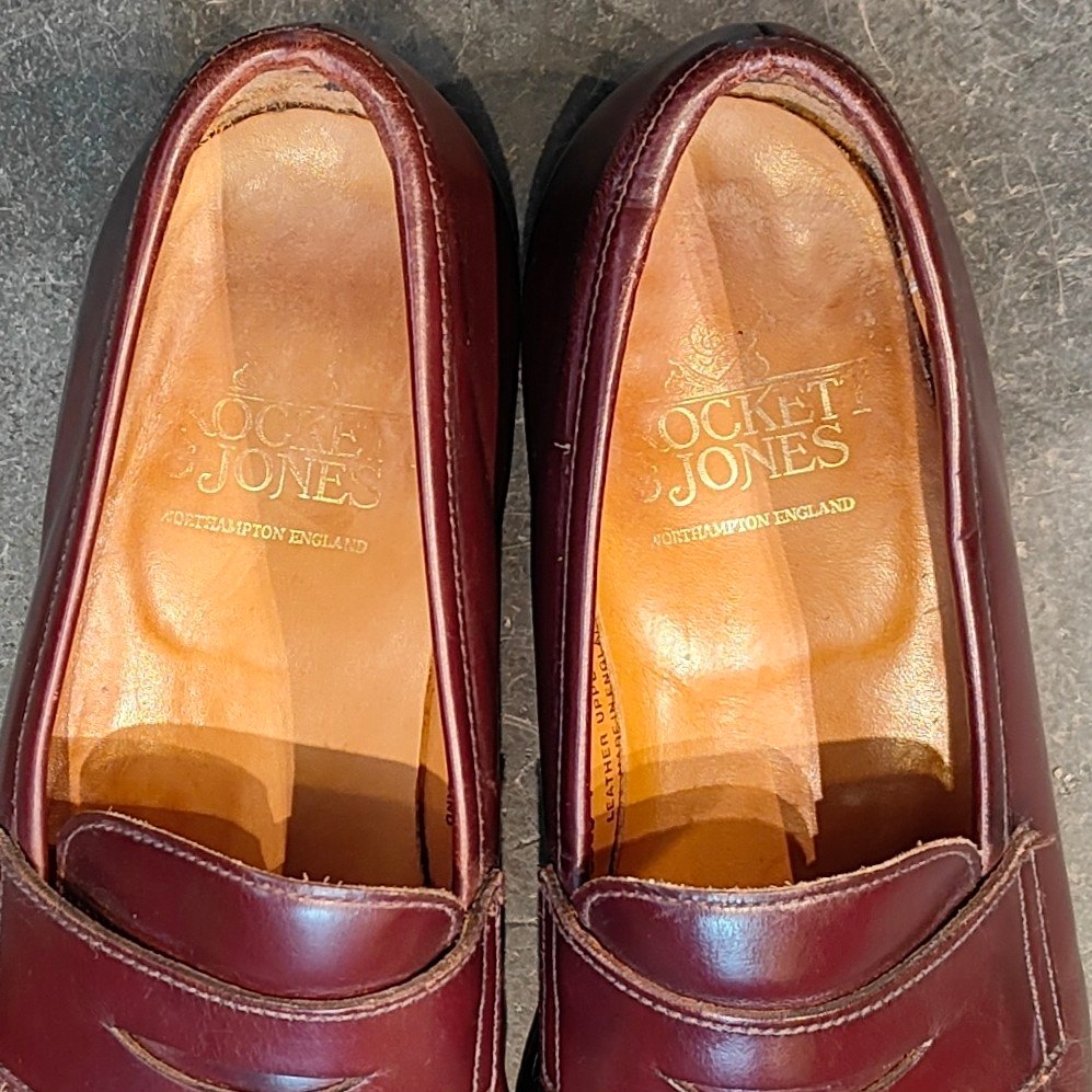 【Crockett&Jones】クロケット&ジョーンズ ボストン ローファー カーフ バーガンディ サイズUK6E 314ラスト