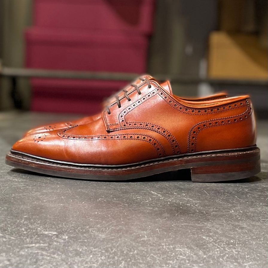 【CROCKETT&JONES】クロケットアンドジョーンズ エクスモア ウイングチップ カーフ ブラウン サイズ UK6.5E 348ラスト