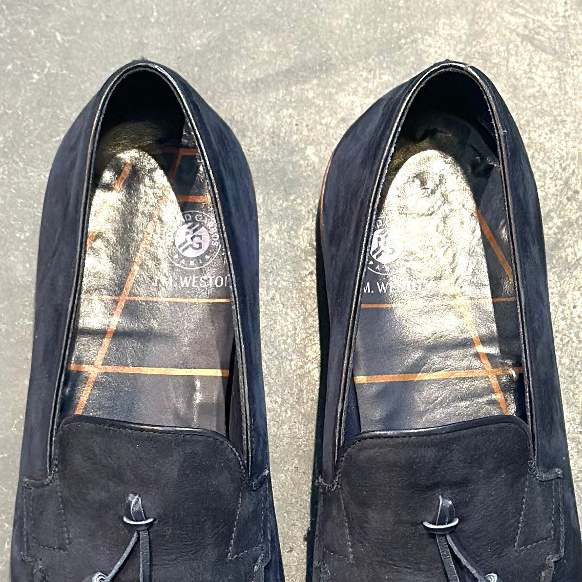 美品 【J.M.WESTON】ジェイエムウエストン タッセルローファー 286 ル・モック パンピーユ  ネイビー スエード サイズUK5.5D