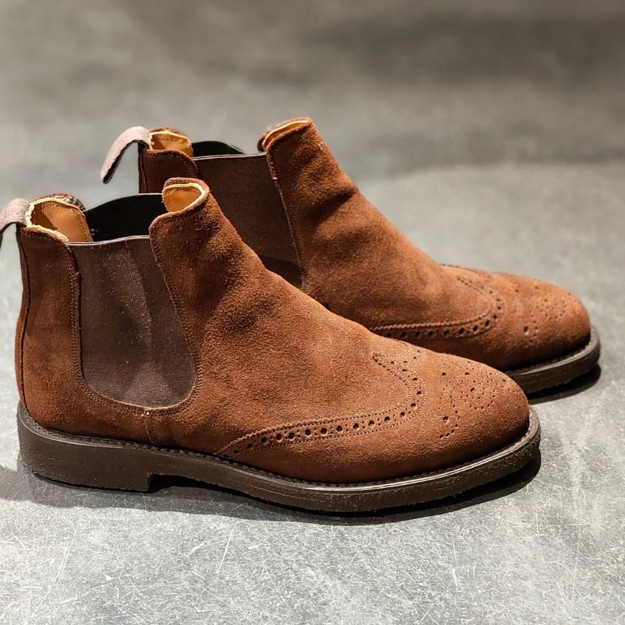 使用数回 【JOSEPH CHEANEY】ジョセフチーニー リージェント サイドゴアブーツ スエード ブラウン サイズUK5.5 参考定価¥97,900-