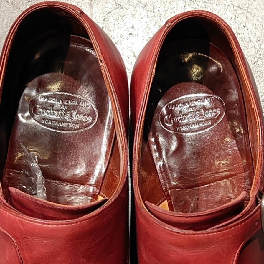 【CROCKETT&JONES】クロケット&ジョーンズ レプトン ダブルモンクストラップ バーガンディ カーフ サイズUK8E 337ラスト 参考定価¥159,500-