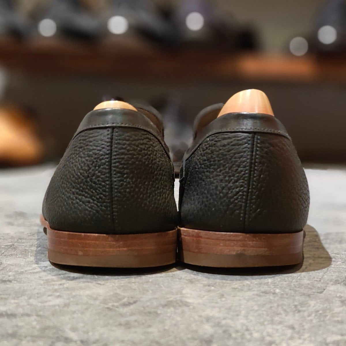 使用数回【J.M.WESTON】ジェイエムウエストン  281 ルモック ローファー グレインレザーボックスカーフコンビ   ブラック サイズUK8.5E 45ラスト 参考定価 ¥132,000-