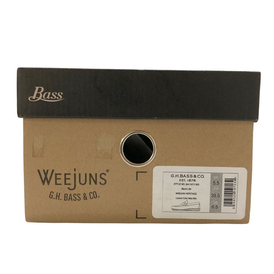 新品未使用 【G.H.Bass&Co.】ジーエイチバス ラーソン ローファー カーフ クロコ型押し ブラック サイズUS6.5