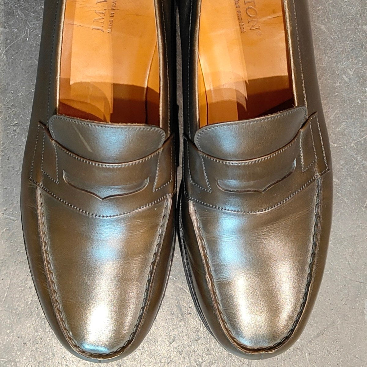 美品【J.M.WESTON】ジェイエムウエストン 180 シグニチャーローファー ボックスカーフ ハンターグリーン サイズ UK9.5C 41ラスト 定価¥151,800-