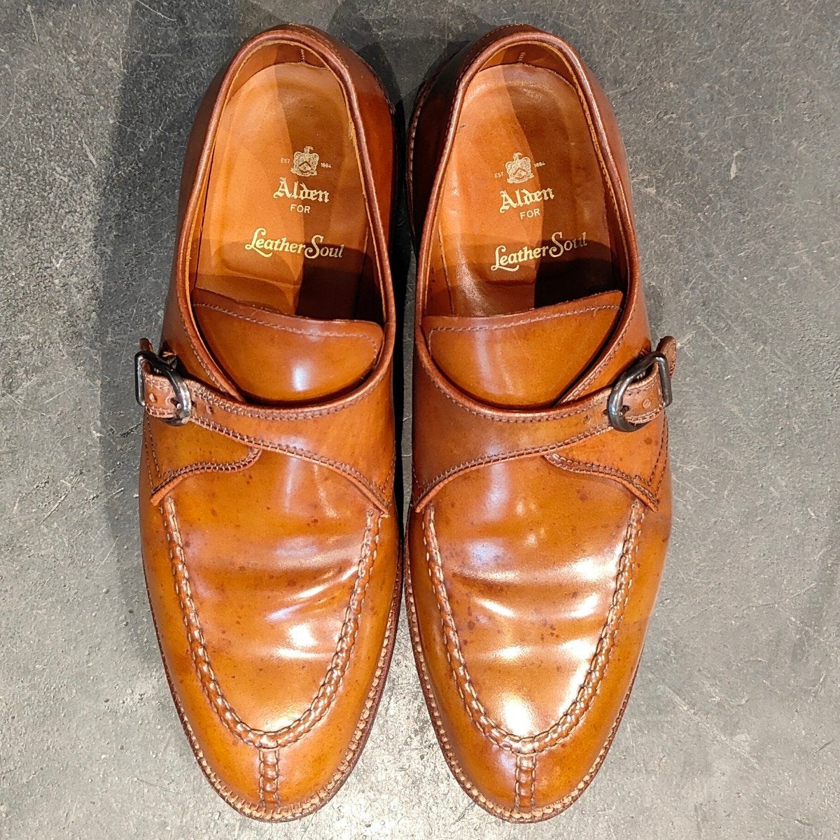 希少 【ALDEN】オールデン レザーソウル別注 1124 NST シングルモンク コードバン ウイスキー サイズUS9.5D アバディーンラスト
