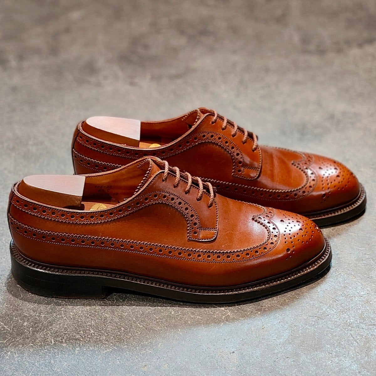 希少 美品 【J.M.WESTON】ジェイエムウエストン 576 ロングウイングチップ 旧旧ロゴ カーフ タンブラウン サイズ UK6.5C 22ラスト