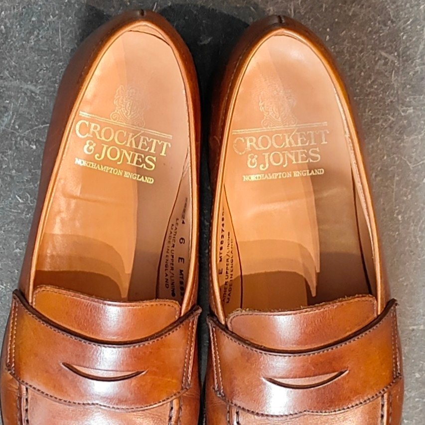 美品【Crockett&Jones】クロケット&ジョーンズ ボストン2 ローファー ウォータープルーフカーフ ダークブラウン サイズUK6E 376ラスト 参考定価¥121,000-