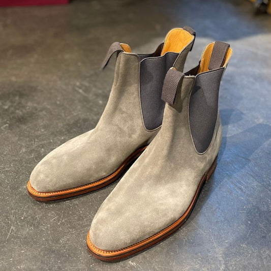 極美品【J.M.WESTON】ジェイエムウエストン 705 チェルシーブーツ  スエード グレー サイズ 9D 39ラスト