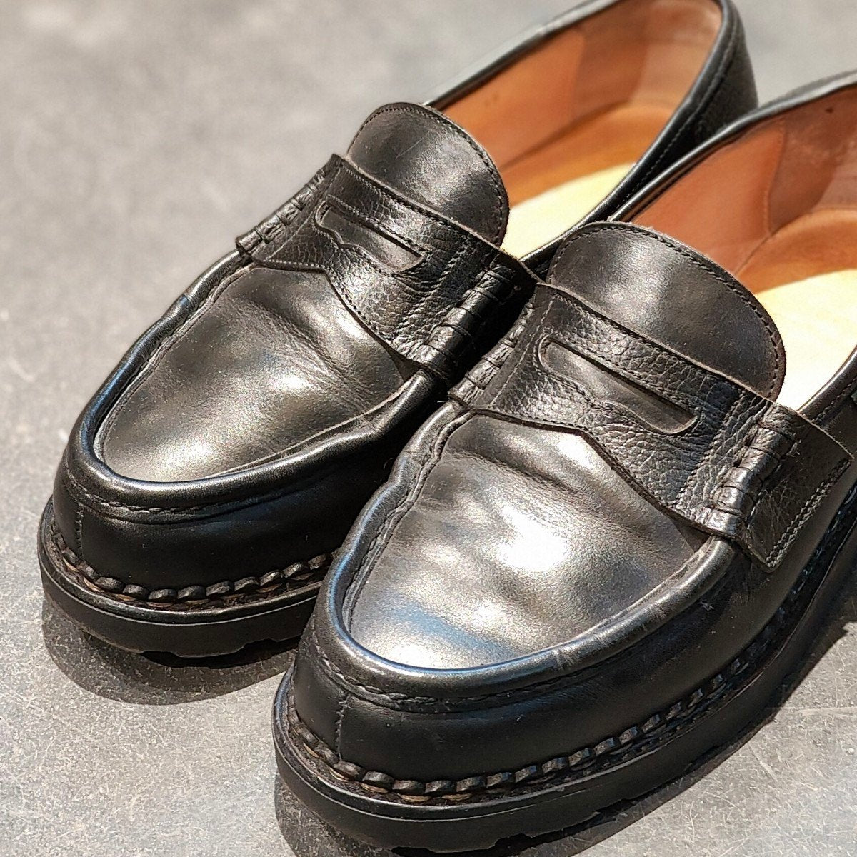 【Paraboot】パラブーツ SHIPS別注 ランス コインローファー カーフグレインレザーコンビ ブラック サイズ UK6F