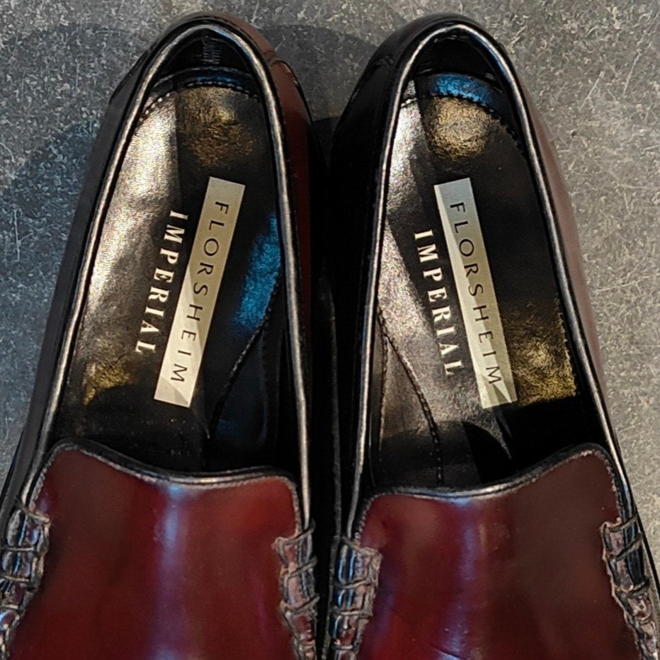 希少 使用数回【FLORSHEIM】フローシャイム YUMA コブラヴァンプ ローファー コードバン バーガンディ USA製 サイズ US8