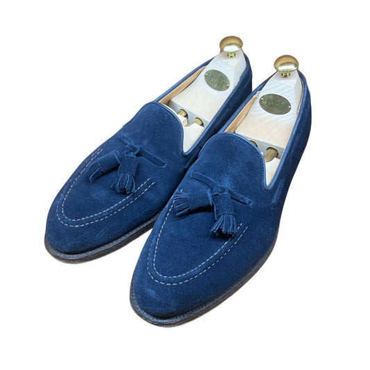 【Crockett&Jones】クロケット&ジョーンズ CAVENDISH2 タッセルローファー スエード ネイビー サイズ UK7E