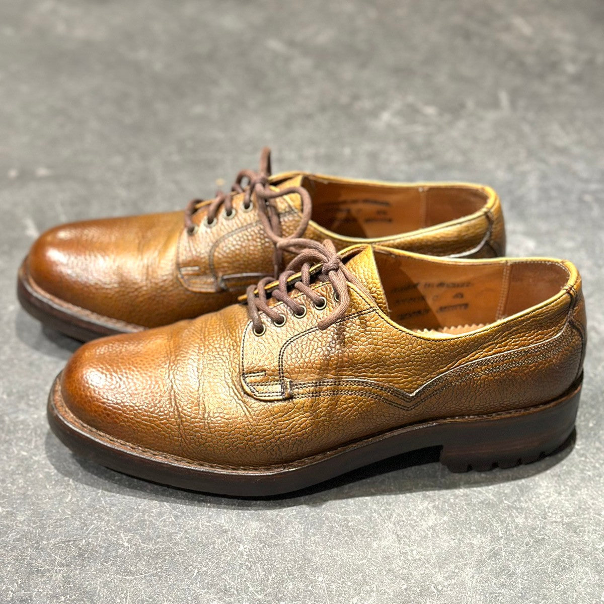 美品【JOSEPH CHEANEY】ジョセフチーニー ストアシー プレーントゥ グレインレザー ブラウン サイズUK6.5