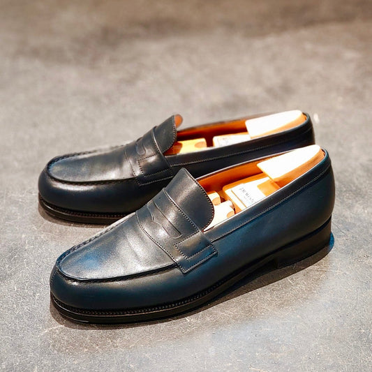 使用数回【J.M.WESTON】ジェイエムウエストン 180 シグニチャーローファー ボックスカーフ ブルー サイズ UK7C 41ラスト 定価¥156,200-