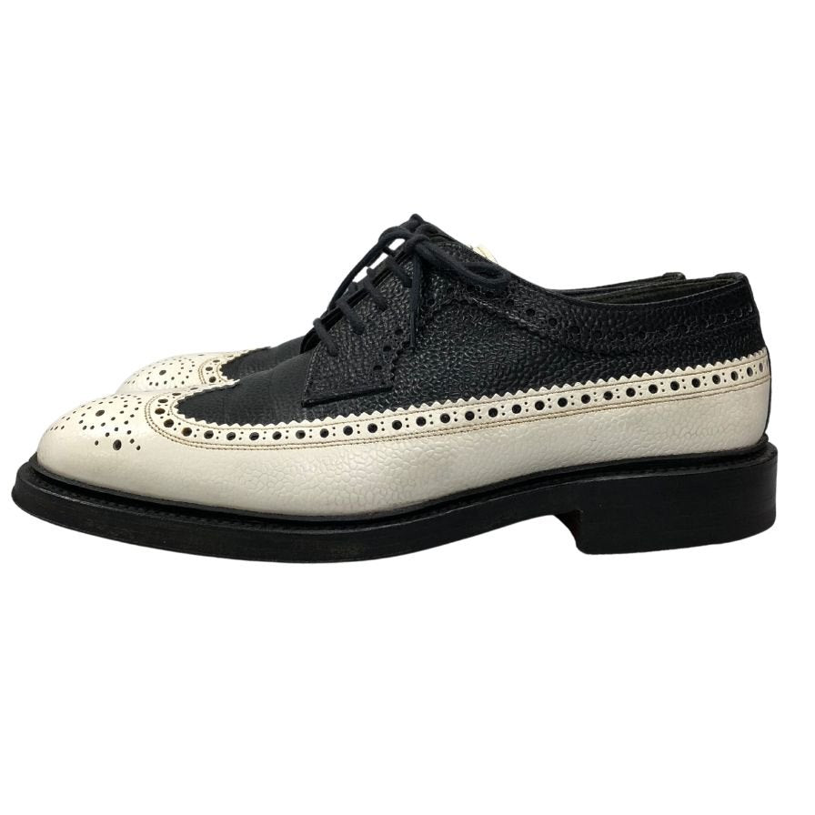 美品 【CROCKETT&JONES】クロケットアンドジョーンズ チェビオット フルブローグ グレインレザーカーフコンビ ブラックホワイト サイズ UK5.5E