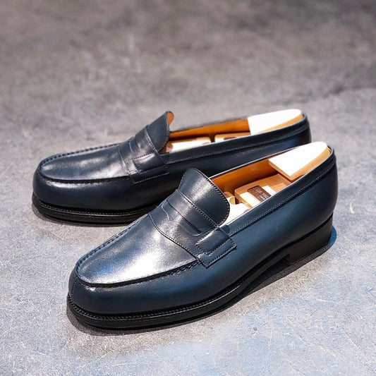 使用数回【J.M.WESTON】ジェイエムウエストン 180 シグニチャーローファー ボックスカーフ ブルー サイズ UK7D 41ラスト 定価¥156,200-