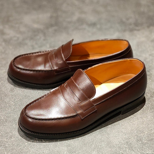 使用数回 【J.M.WESTON】ジェイエムウエストン 180 シグニチャーローファー ボックスカーフ チョコレート サイズ UK6.5D 41ラスト 参考定価¥156,200-