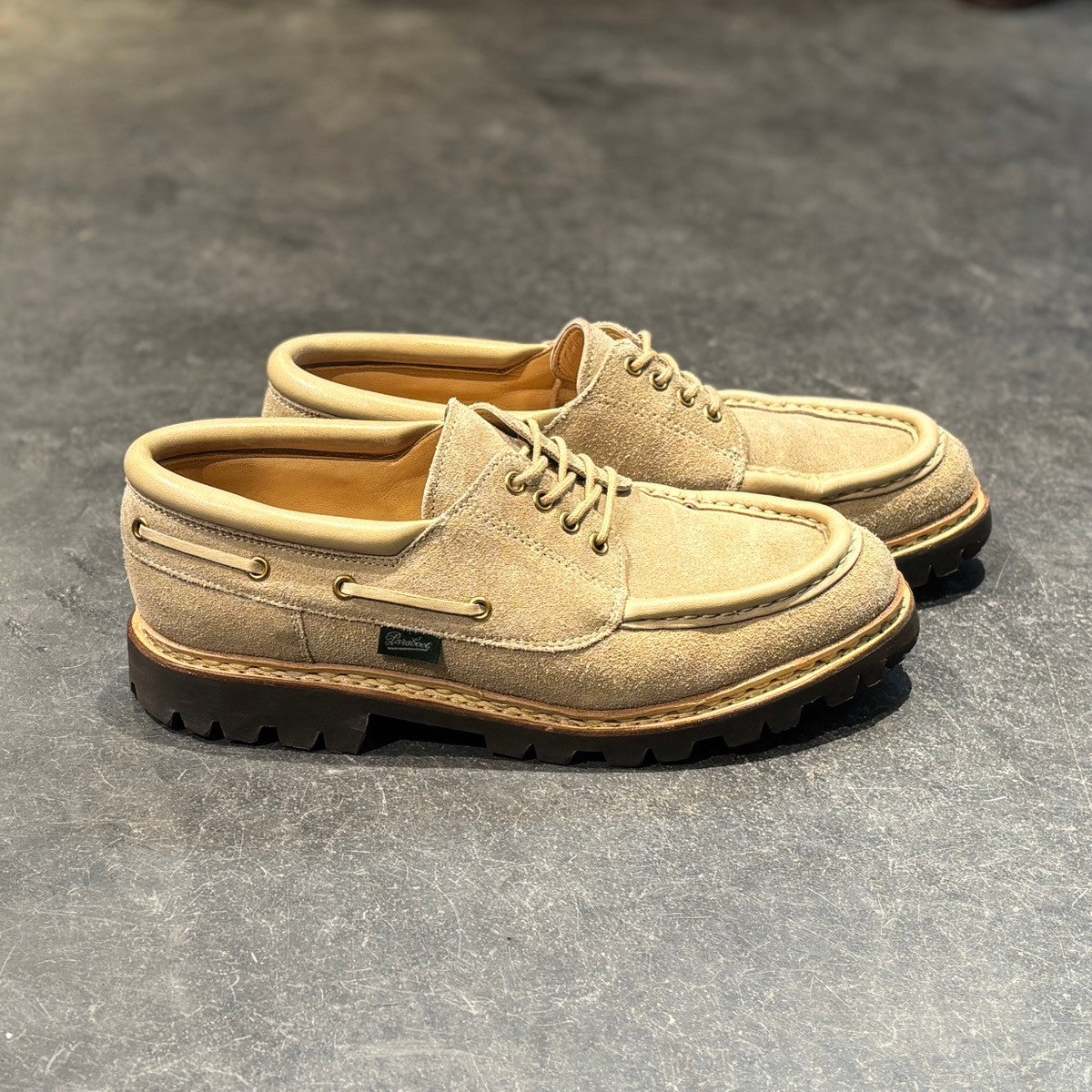 極美品【Paraboot】パラブーツ シメイ Uチップ スエード ベージュ サイズ UK6.5 参考定価¥101,200-
