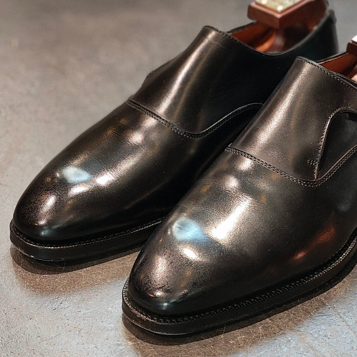 使用数回 【Berwick】バーウィック 5292 シングルモンク ブラック サイズUK5.5 参考定価¥39,600-