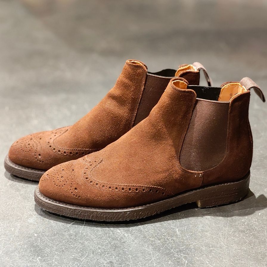 使用数回 【JOSEPH CHEANEY】ジョセフチーニー リージェント サイドゴアブーツ スエード ブラウン サイズUK5.5 参考定価¥97,900-