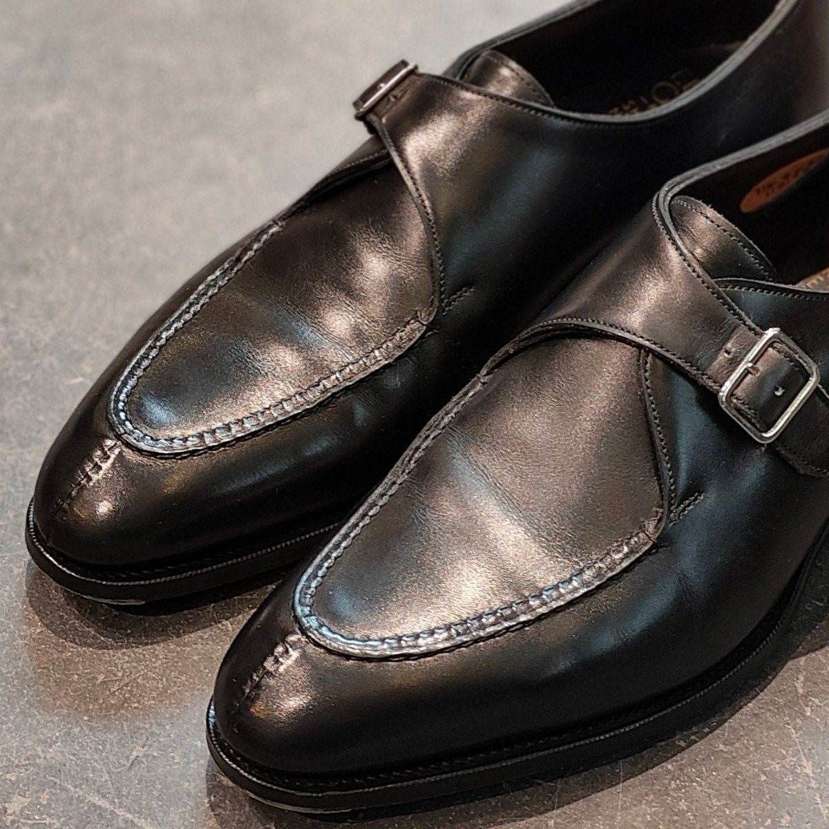 希少 美品 【EDWARD GREEN】エドワードグリーン クラップハム シングルモンク Uチップ カーフ ブラック サイズ UK7.5E 82ラスト