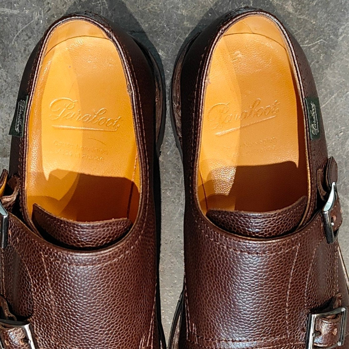 使用数回【Paraboot】パラブーツ POE ポー ダブルモンク グレインレザー ブラウン サイズ UK6 参考定価¥96,800-
