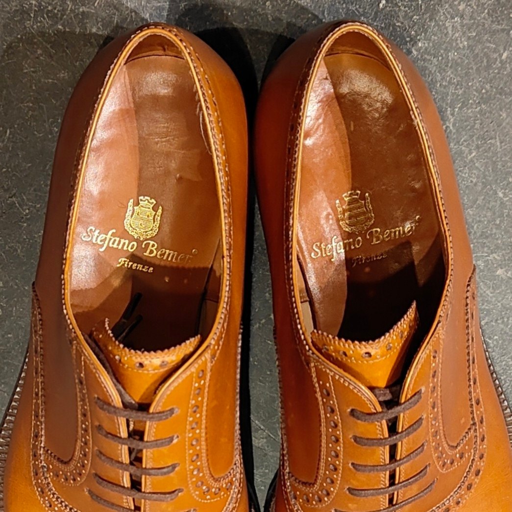 希少 美品【Stefano Bemer】ステファノベーメル セミブローグ カーフ ブラウン サイズ40