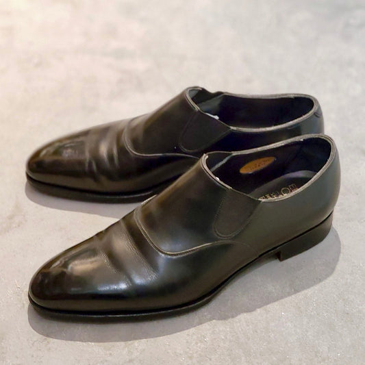 極美品【EDWARD GREEN】エドワードグリーン フィッツウィリアム サイドエラスティック カーフ ブラック サイズUK7.5D 915ラスト