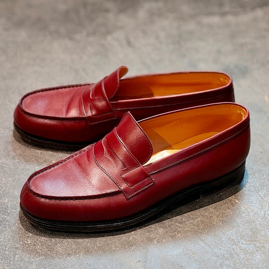 極美品【J.M.WESTON】ジェイエムウエストン 180 シグニチャーローファー ボックスカーフ トゥカンバーガンディ サイズ UK6D 41ラスト 参考定価¥156,200-
