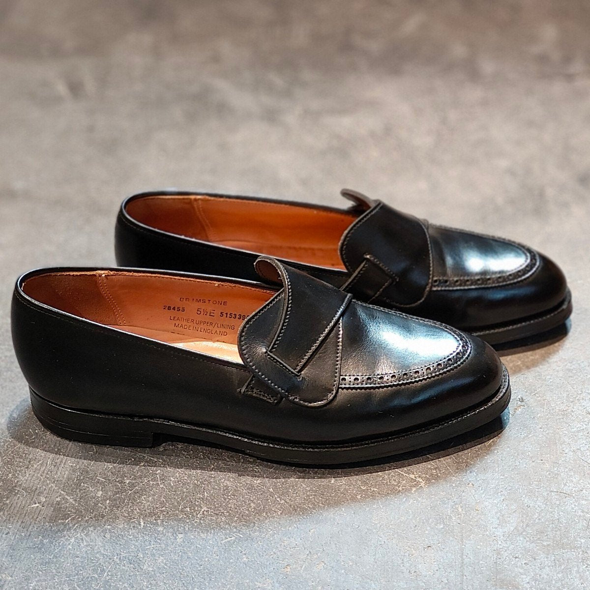 試着程度【CROCKETT&JONES】クロケット&ジョーンズ BEAMSF別注 ブリムストーン バタフライローファー カーフ ブラック サイズUK5.5E 302ラスト 参考定価¥137,500-