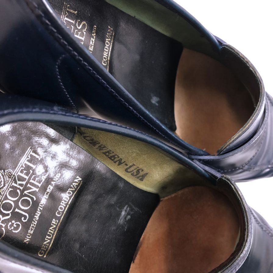 希少 美品 【CROCKETT & JONES】クロケット&ジョーンズ ロムジー ローファー コードバン アンラインド ネイビー サイズUK9E 375ラスト