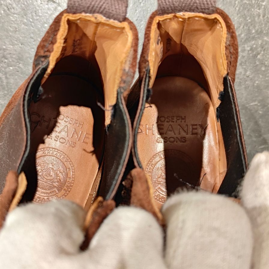 使用数回 【JOSEPH CHEANEY】ジョセフチーニー リージェント サイドゴアブーツ スエード ブラウン サイズUK5.5 参考定価¥97,900-