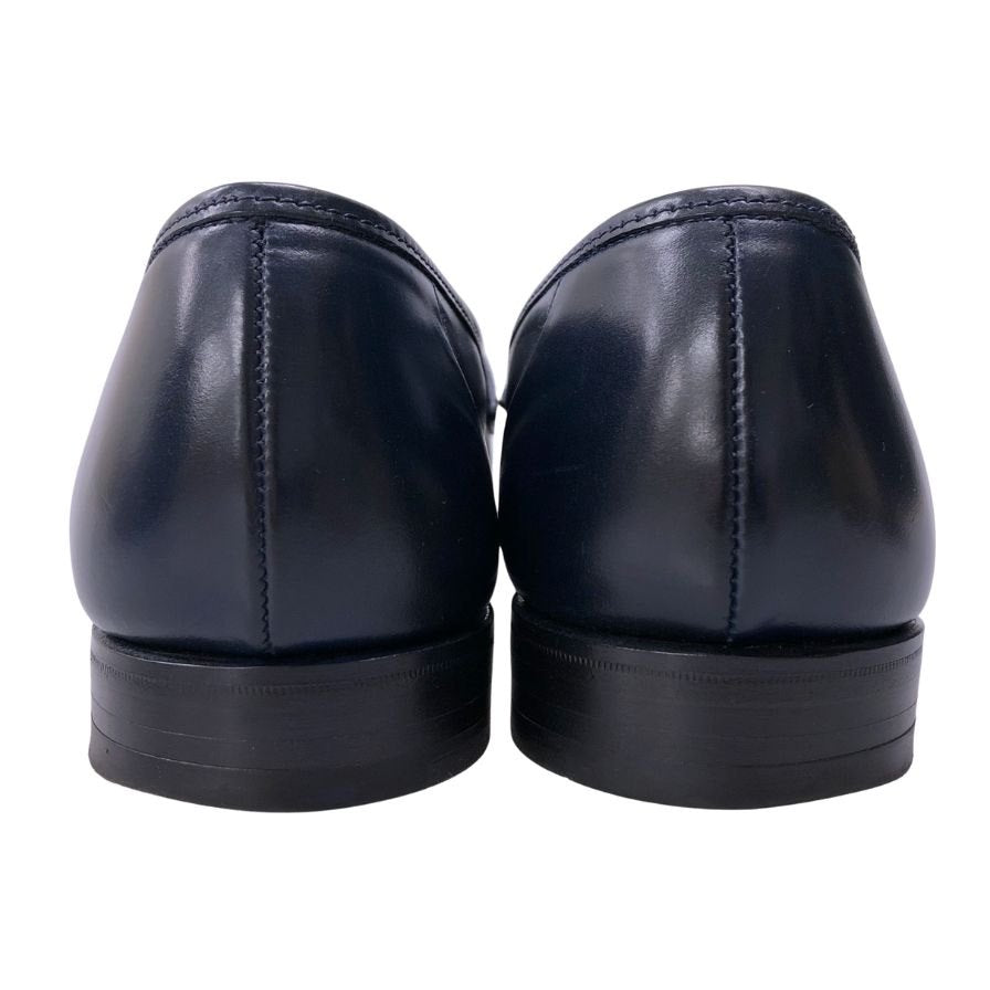 希少 美品 【CROCKETT & JONES】クロケット&ジョーンズ ロムジー ローファー コードバン アンラインド ネイビー サイズUK9E 375ラスト
