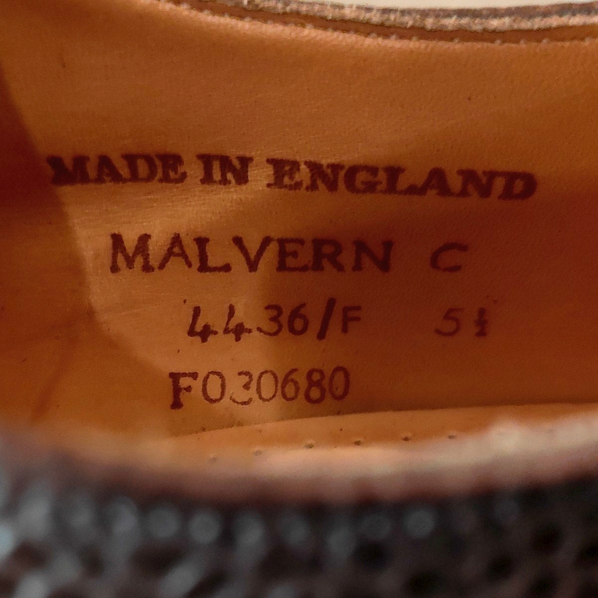 美品【JOSEPH CHEANEY】ジョセフチーニー 4436 マルバーンC プレーントゥ グレインレザー ダークブラウン メンズ サイズUK5.5 4436ラスト