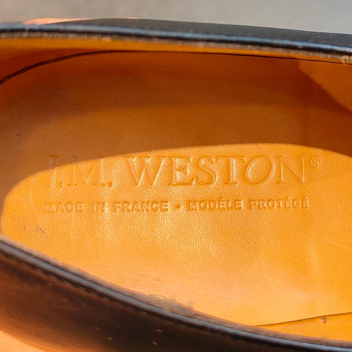 使用数回 【J.M.WESTON】ジェイエムウエストン 300 ストレートチップ カーフ ブラック 7.5C 定価¥165,000-