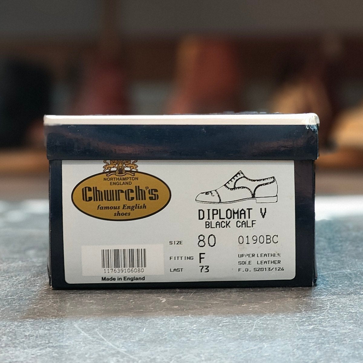 【Church's】チャーチ 3都市 ディプロマット セミブローグ カーフ ブラック サイズ UK80F 73ラスト 定価¥160,600-