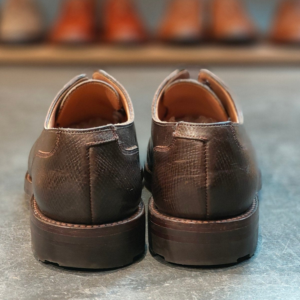 美品 【CROCKETT&JONES】クロケット&ジョーンズ アストン Uチップ グレインレザー ブラウン サイズ UK8E 375ラスト 定価¥137,500-