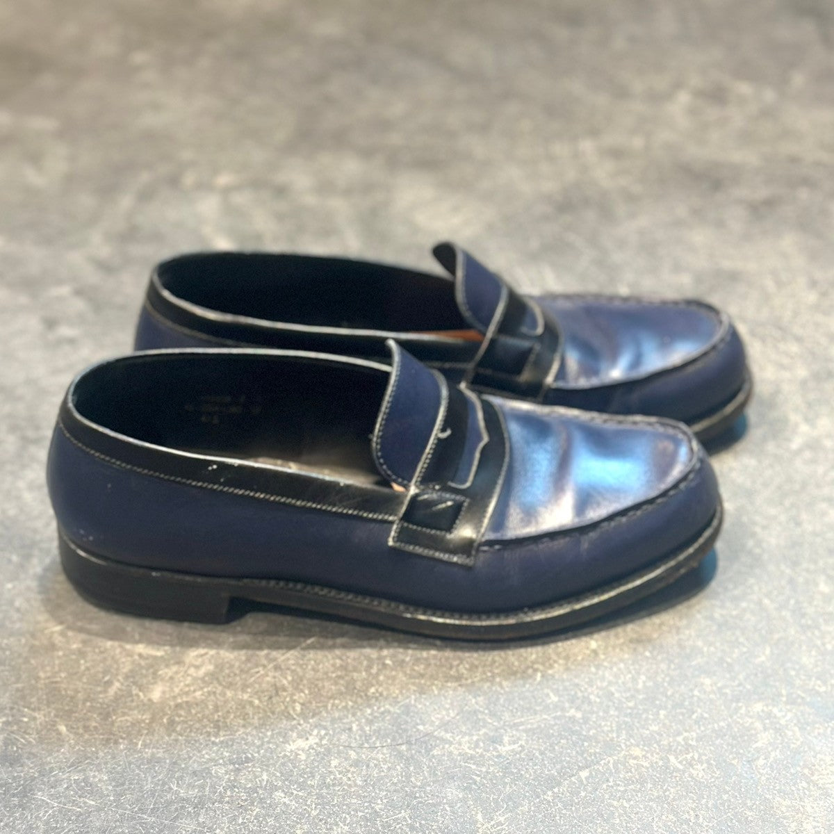 希少【J.M.WESTON】ジェイエムウエストン 180 シグニチャーローファー サントノーレコレクション ローファー カーフ ネイビー×ブラック サイズ4.5D 41ラスト