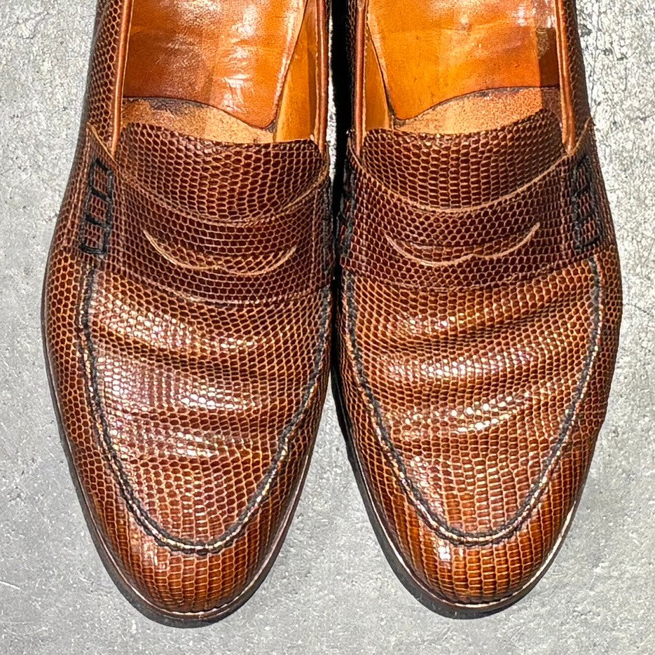 【GRENSON】グレンソン コインローファー 6147/12 70~80年代 リザード ブラウン サイズ UK8.5E