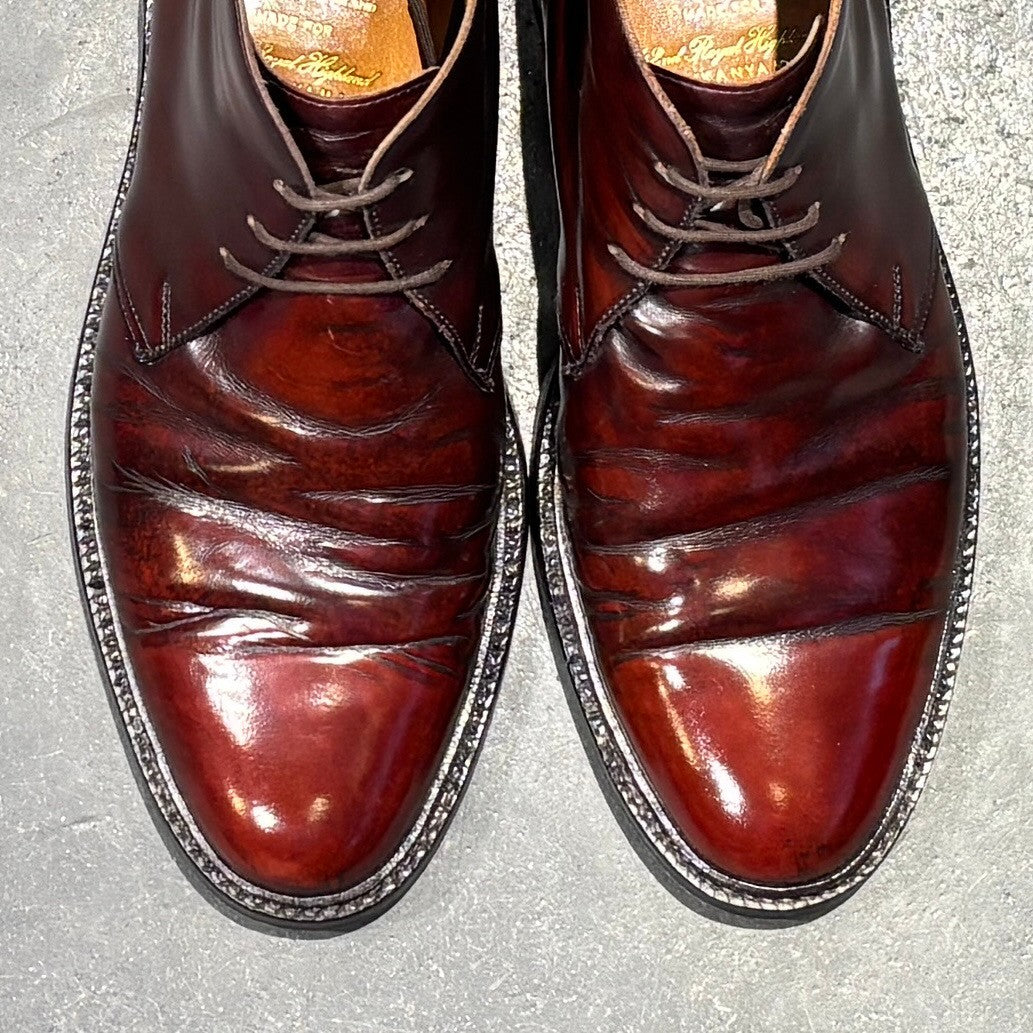 【CROCKETT&JONES】クロケット&ジョーンズ ドーセット チャッカブーツ ガラスレザー バーガンディ サイズUK6.5E