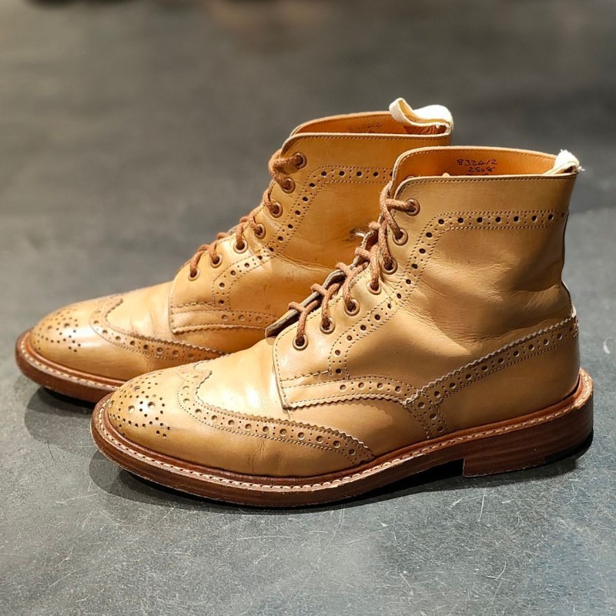 【Tricker’s】トリッカーズ モールトン ブーツ カーフ ベージュ サイズ UK8 参考定価¥132,000-