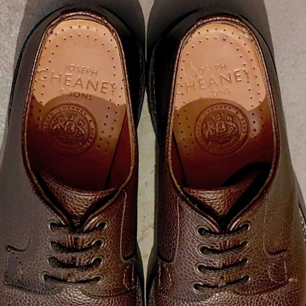 美品【JOSEPH CHEANEY】ジョセフチーニー 4436 マルバーンC プレーントゥ グレインレザー ダークブラウン メンズ サイズUK5.5 4436ラスト