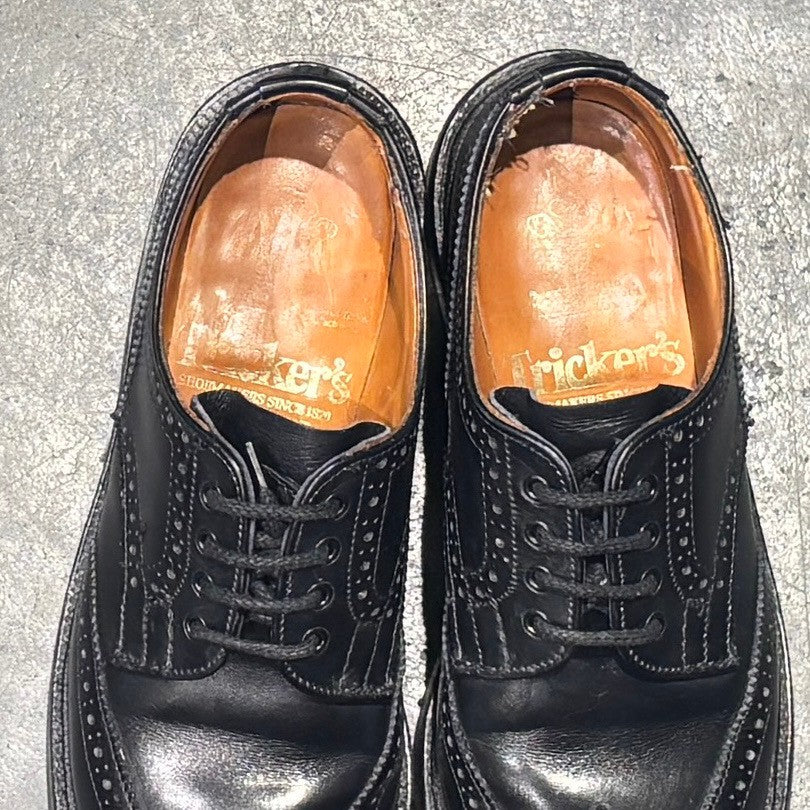 【Tricker’s】 トリッカーズ レザーシューズ バートン L5633 ウイングチップ カーフ ブラック サイズUK5 レディース