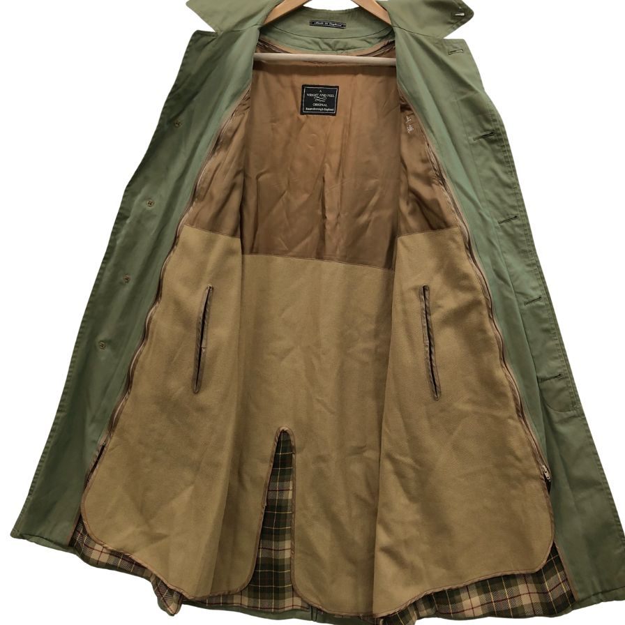 【WRIGHT&PEEL】ライト&ピール ステンカラーコート サイズ40 カーキ系 玉虫 ライナー付