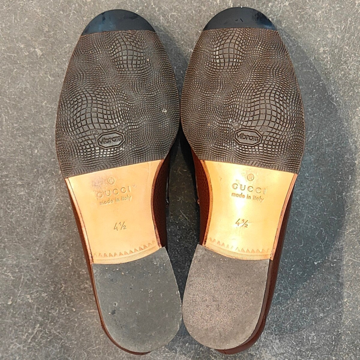使用数回【GUCCI】グッチ 367762 ホースビットローファー グレインレザー ブラウン サイズUK4.5